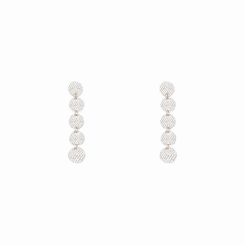 Wholesale 925 Silver Needle Round Plate Ultra Sparkling Long Alloy Earrings