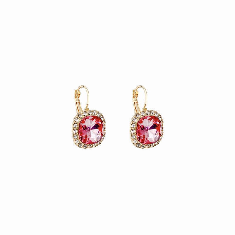 Wholesale 925 Silver Needle Super Sparkling Purple Crystal Alloy Earrings