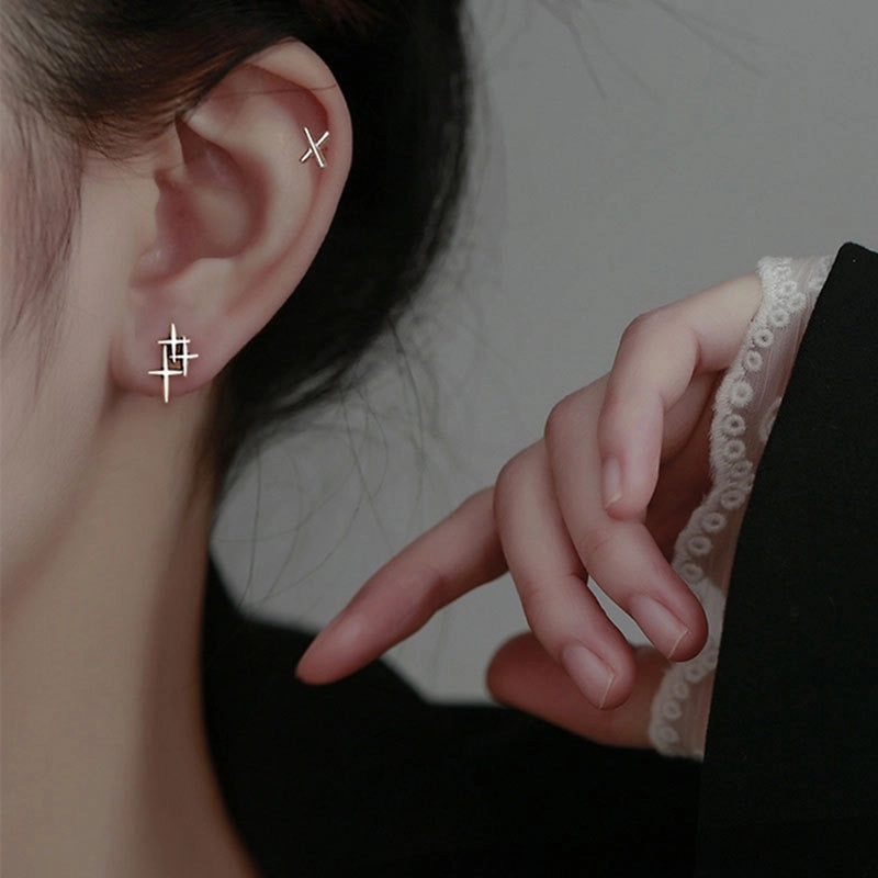 Wholesale 925 Silver Retro Star Earrings