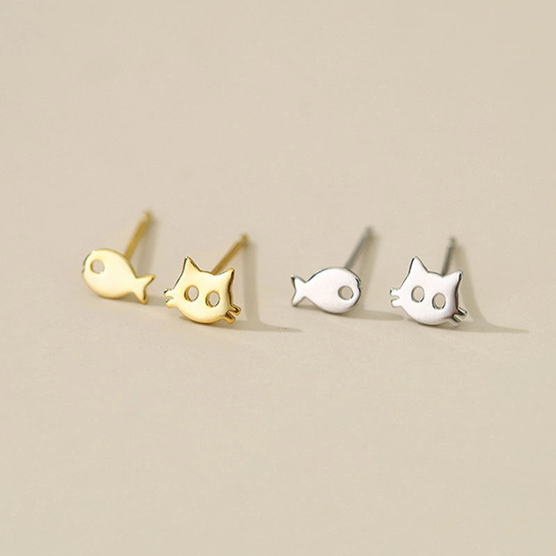 Wholesale 925 Sterling Silver Cat Fish Earrings