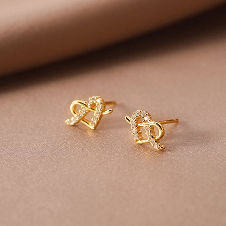 Wholesale 925 Sterling Silver Heart-shaped Zircon Earrings