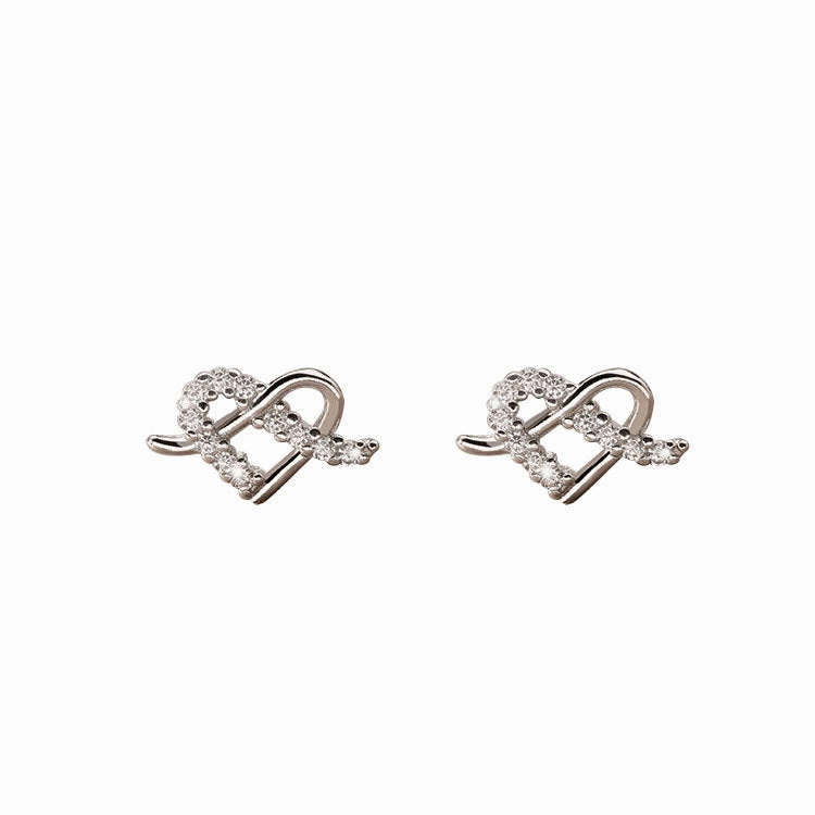 Wholesale 925 Sterling Silver Heart-shaped Zircon Earrings