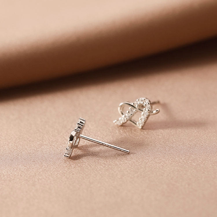 Wholesale 925 Sterling Silver Heart-shaped Zircon Earrings