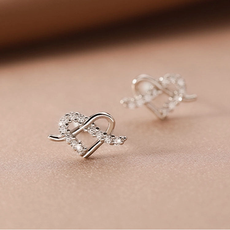 Wholesale 925 Sterling Silver Heart-shaped Zircon Earrings
