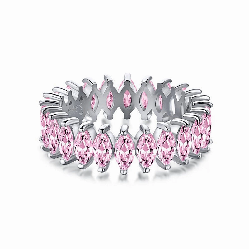 Wholesale 925 Sterling Silver Pink High Carbon Diamond Rings OLY-RS-XY001