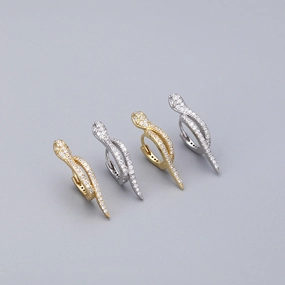 Wholesale 925 Sterling Silver Snake Shaped Zircon Earrings