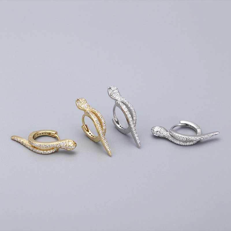Wholesale 925 Sterling Silver Snake Shaped Zircon Earrings