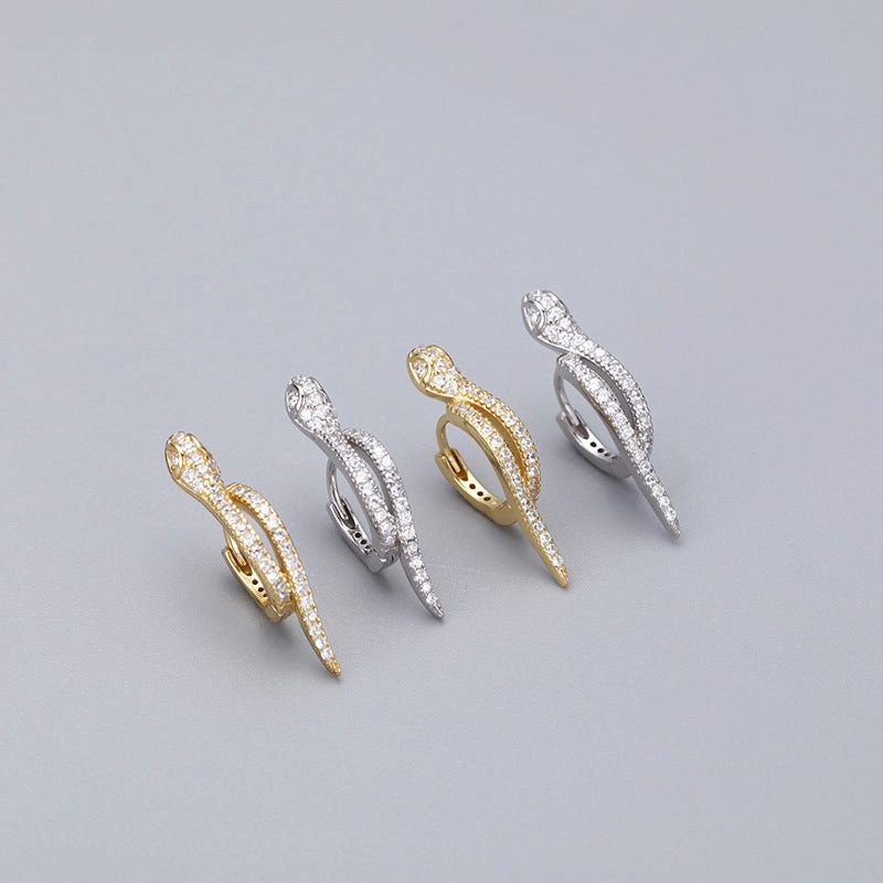 Wholesale 925 Sterling Silver Snake Shaped Zircon Earrings