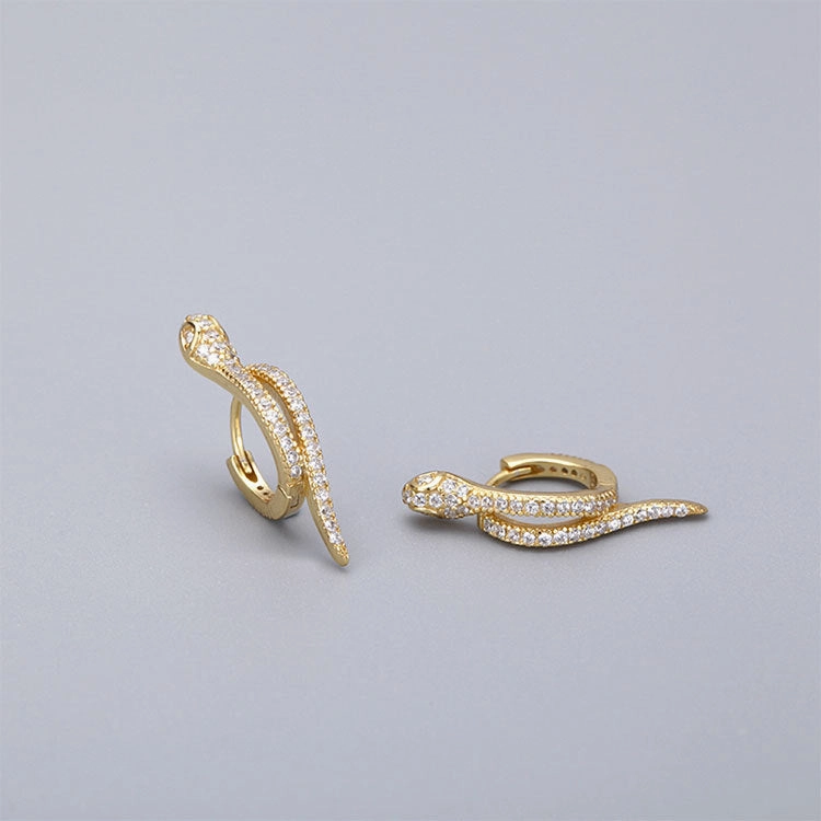 Wholesale 925 Sterling Silver Snake Shaped Zircon Earrings