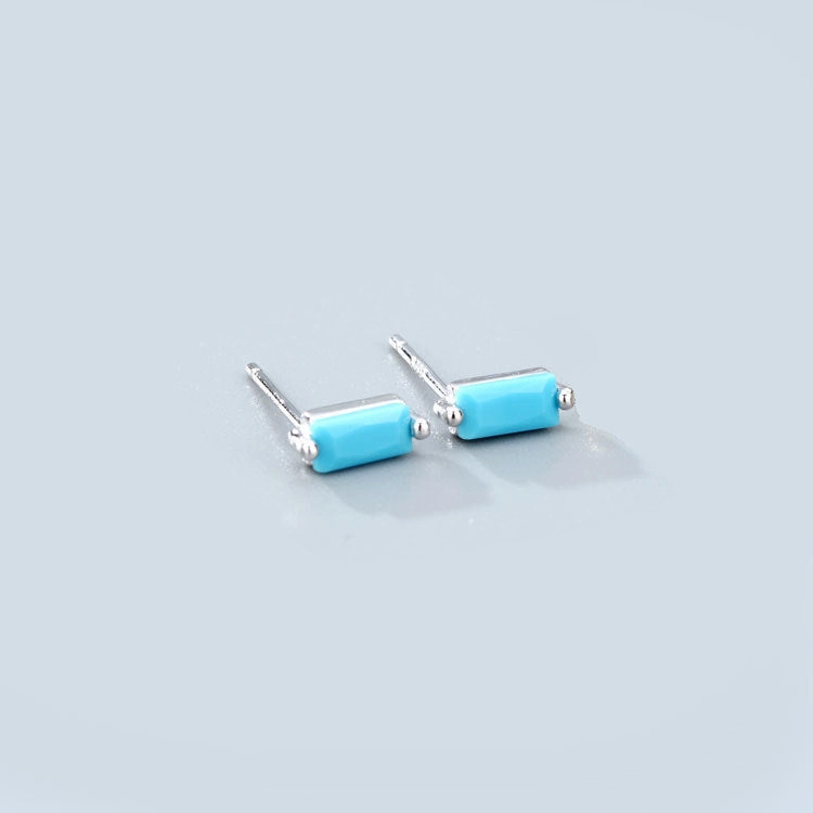 Wholesale 925 Sterling Silver Square Multicolored Zircon Earrings