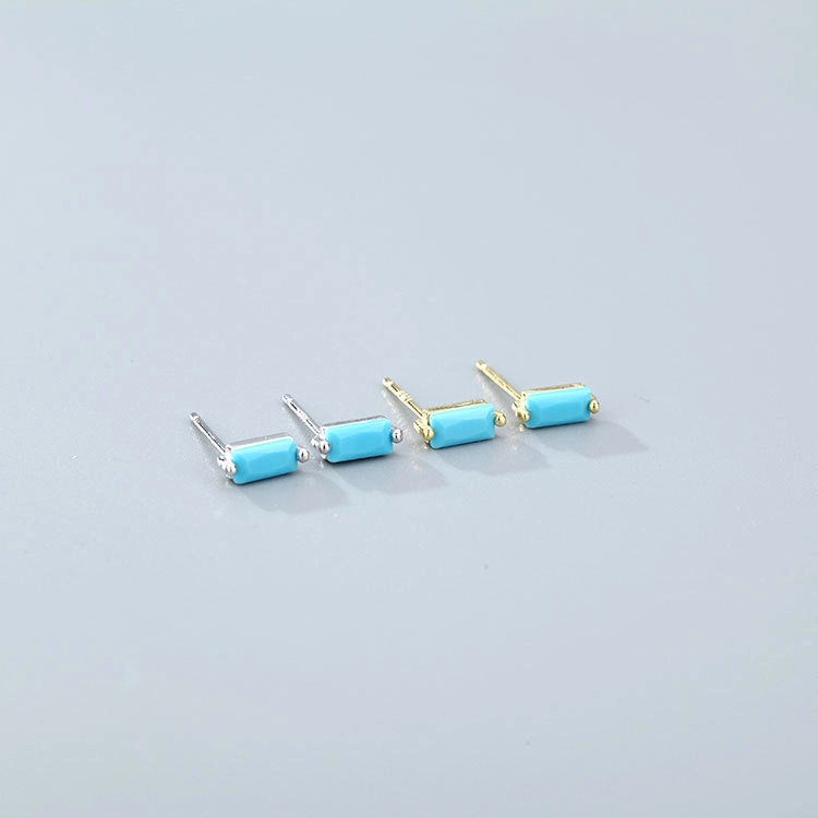 Wholesale 925 Sterling Silver Square Multicolored Zircon Earrings