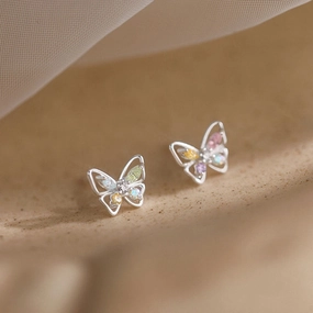 Wholesale 925 Sterling Silver Zircon Butterfly Earrings