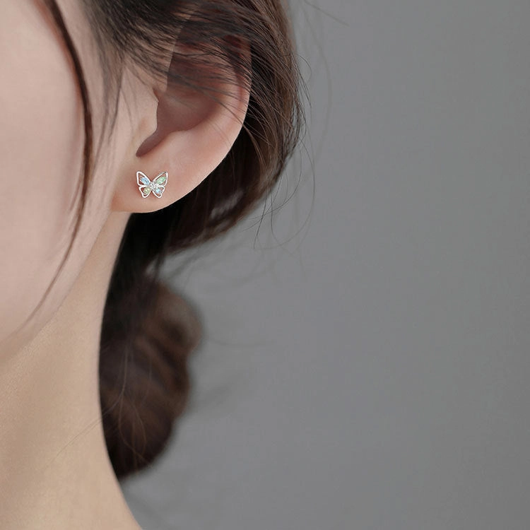 Wholesale 925 Sterling Silver Zircon Butterfly Earrings