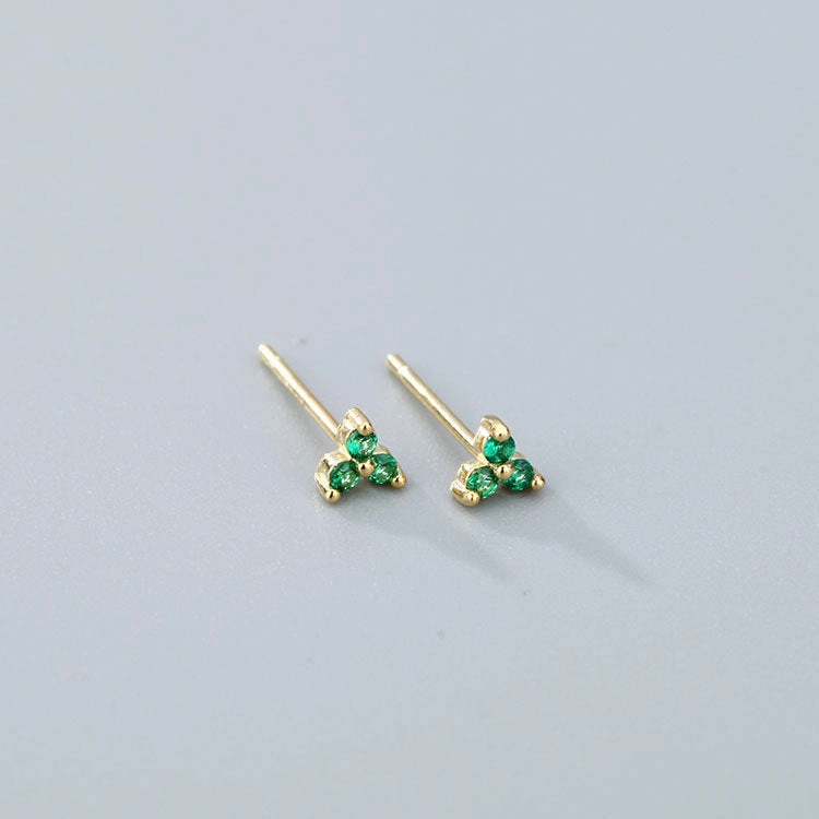 Wholesale 925 Sterling Silver Zircon Lucky Grass Three Leaf Earrings