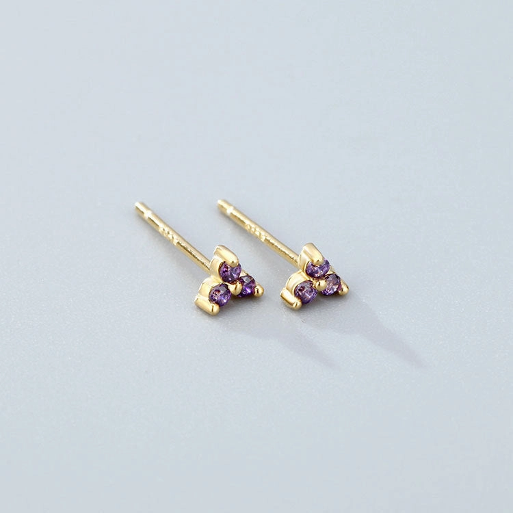 Wholesale 925 Sterling Silver Zircon Lucky Grass Three Leaf Earrings