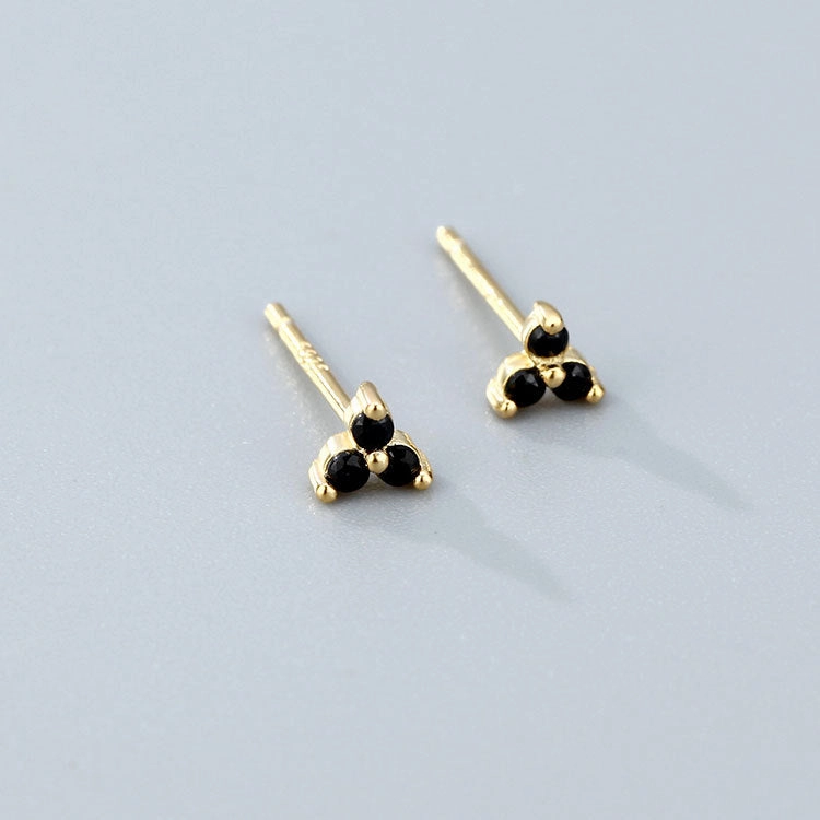 Wholesale 925 Sterling Silver Zircon Lucky Grass Three Leaf Earrings