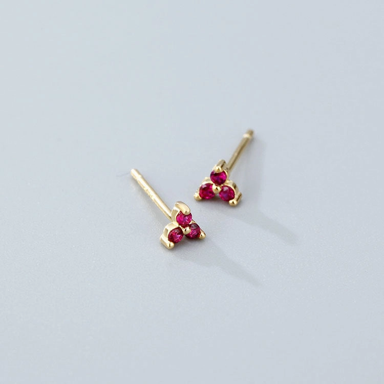 Wholesale 925 Sterling Silver Zircon Lucky Grass Three Leaf Earrings