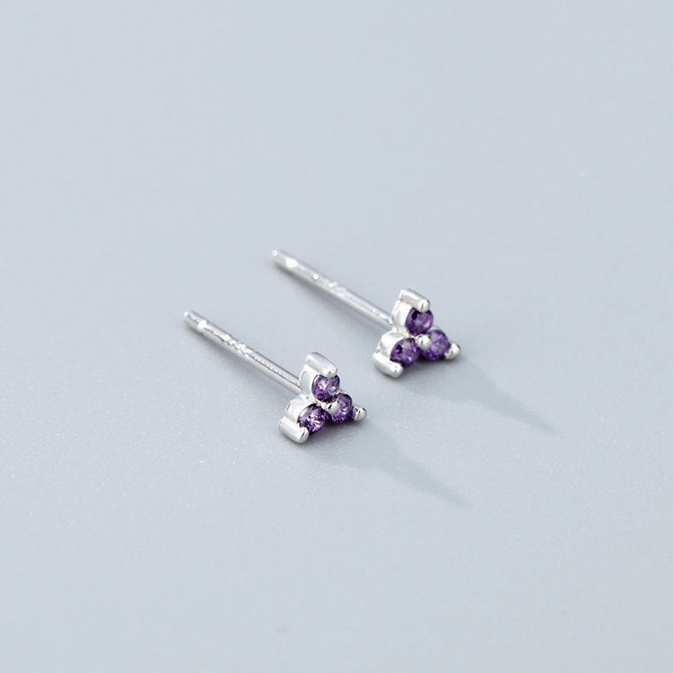 Wholesale 925 Sterling Silver Zircon Lucky Grass Three Leaf Earrings