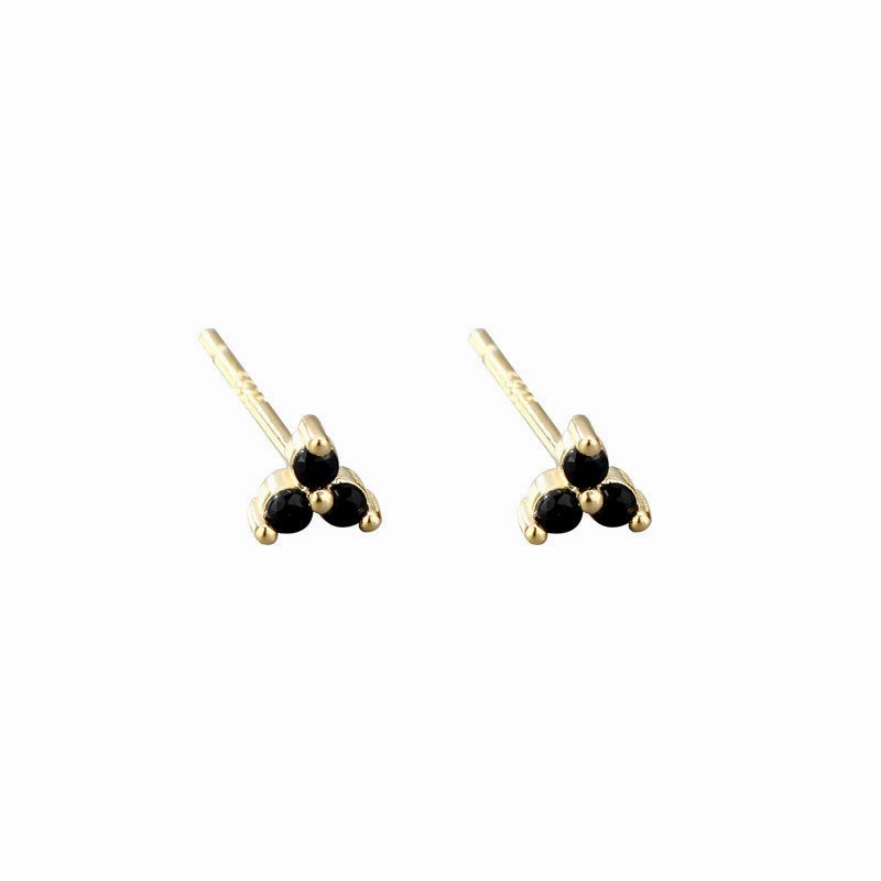Wholesale 925 Sterling Silver Zircon Lucky Grass Three Leaf Earrings