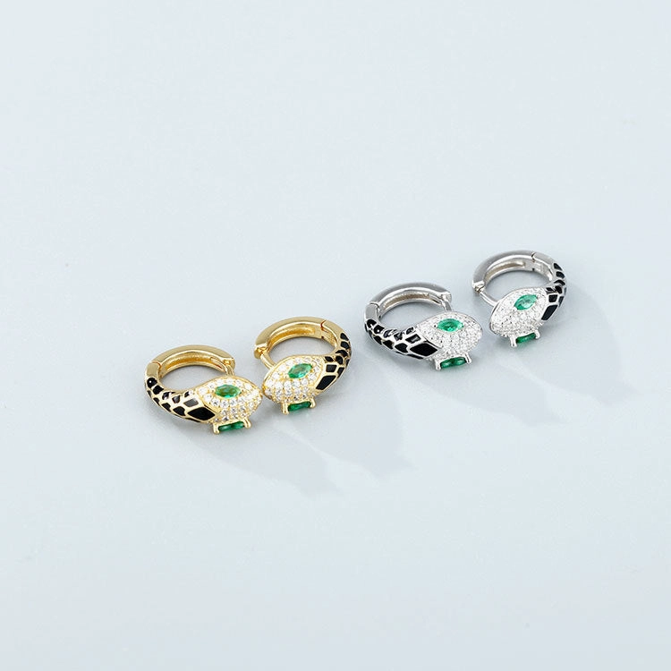 Wholesale 925 Sterling Silver Zircon Snake Shaped Earrings