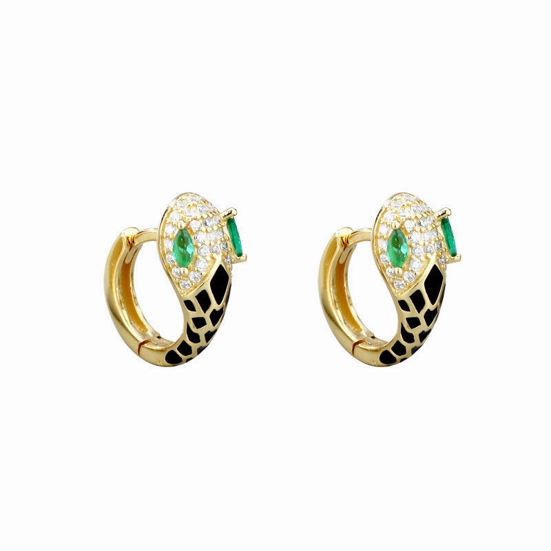 Wholesale 925 Sterling Silver Zircon Snake Shaped Earrings