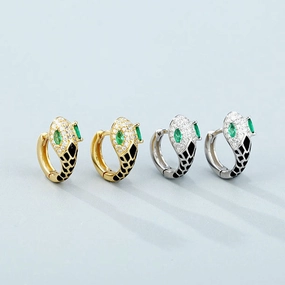 Wholesale 925 Sterling Silver Zircon Snake Shaped Earrings