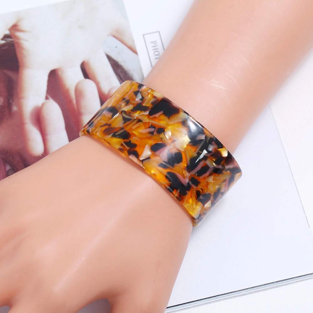 Wholesale Acetate sheet leopard print open acrylic bracelet