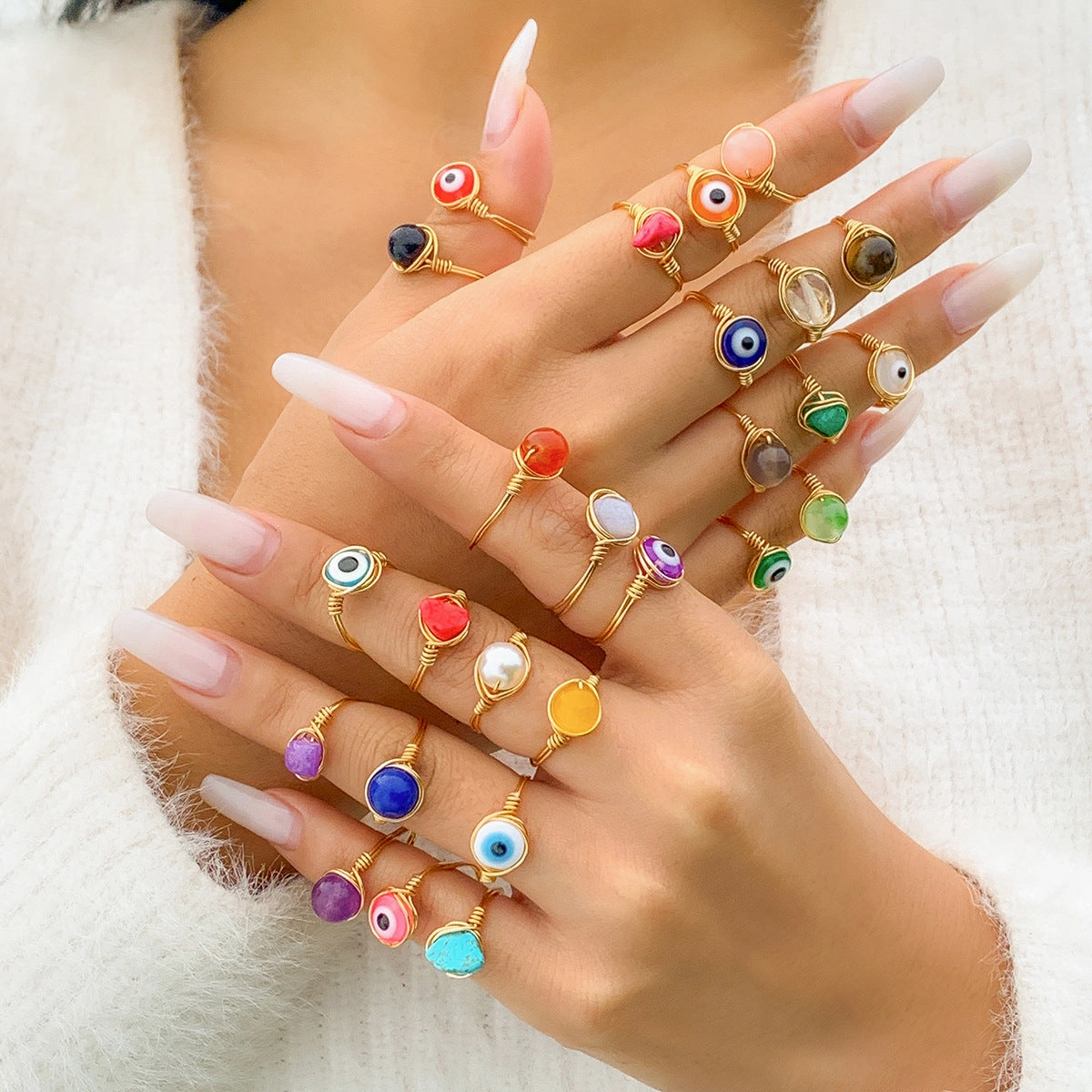 Wholesale Acrylic Blue Eyes Ring