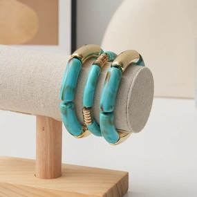Wholesale Acrylic curved tube bracelet personalized bracelet curved bamboo tube multi-color retro marble bracelet