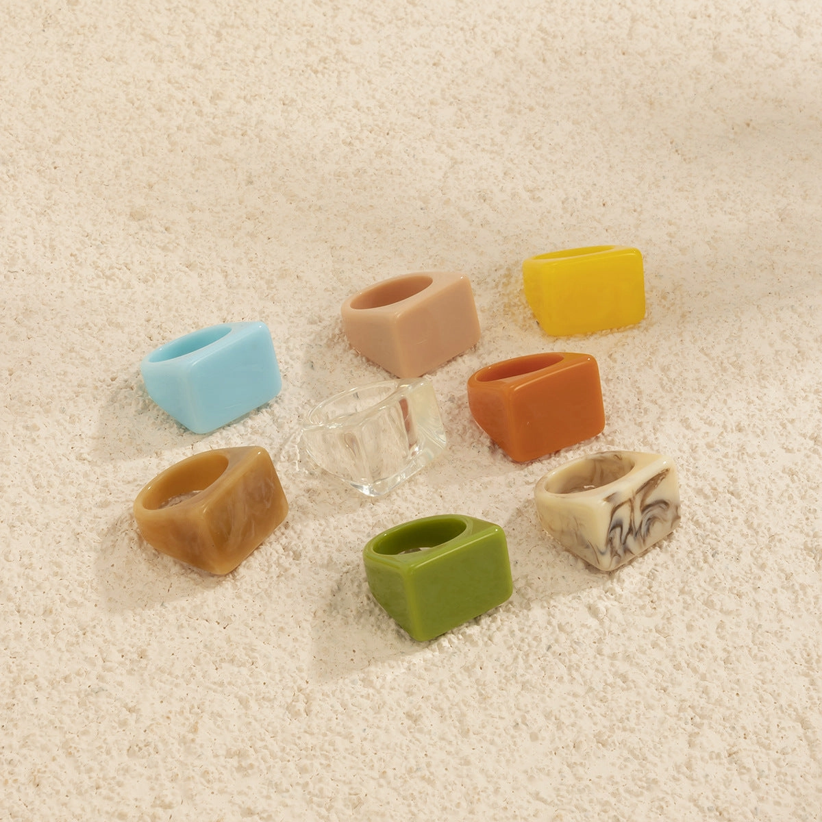 Wholesale Acrylic Geometric Colorful Square Broad Brim Ring