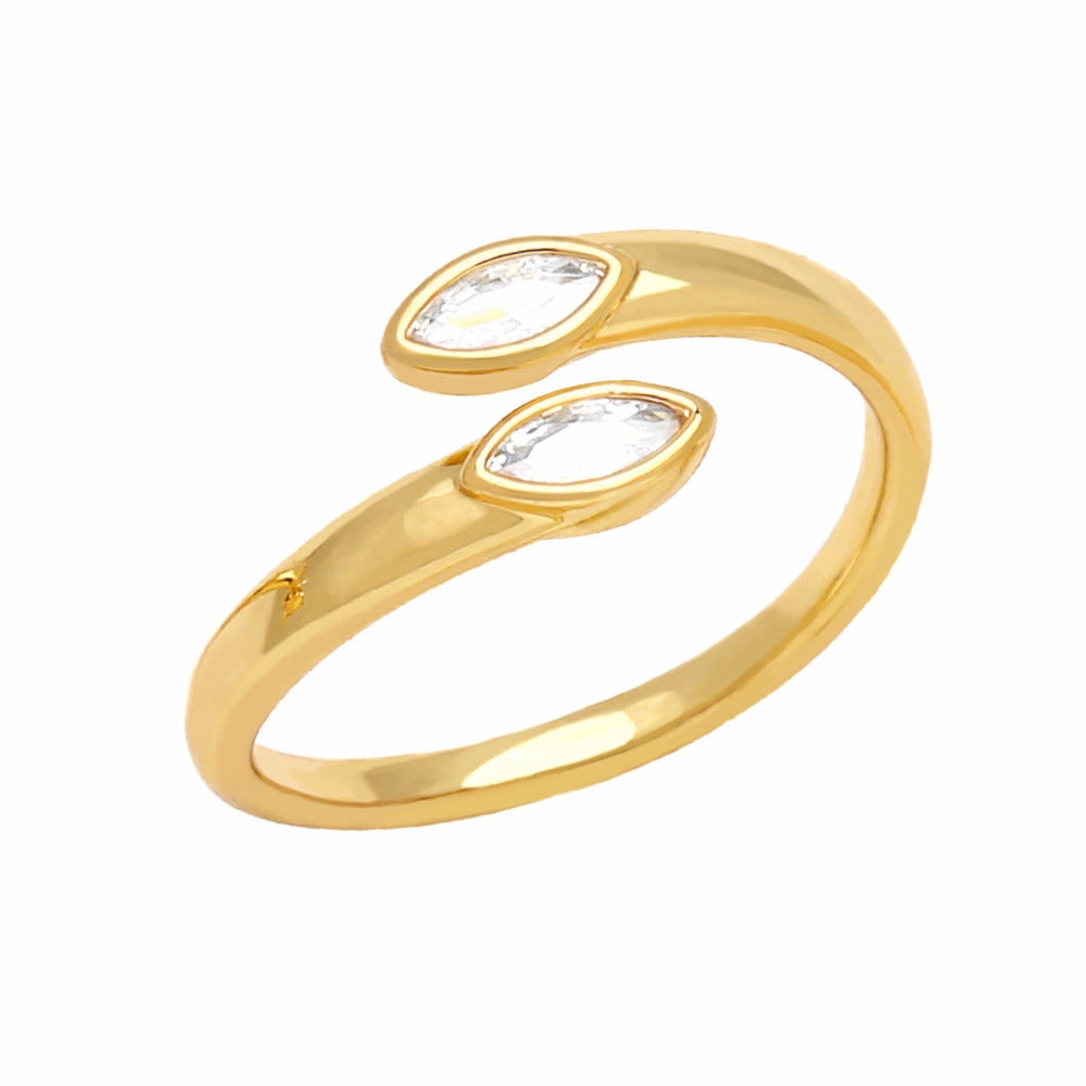 Wholesale Adjustable Color Zircon Gold Plated Copper Ring