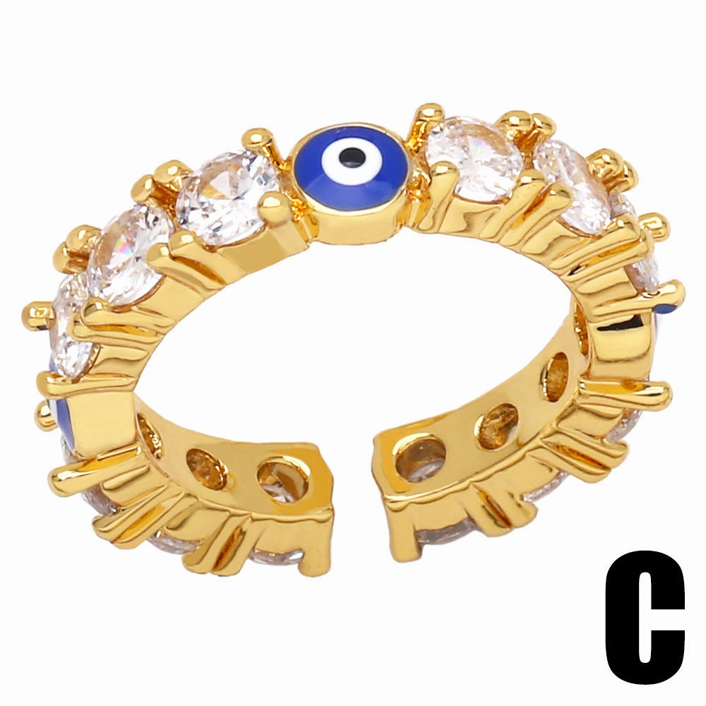 Wholesale Adjustable Devil Eye Gold Plated Copper Ring