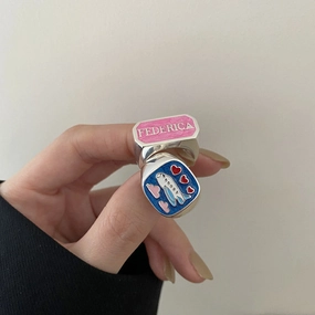 Wholesale Adjustable Platinum Plated Graffiti Ring