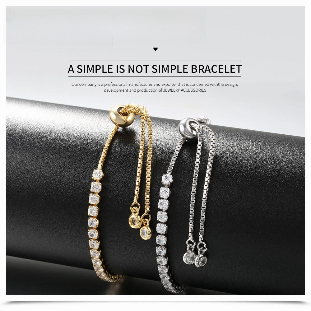 Wholesale Adjustable Pull-out Bracelet Zirconia Bracelet Thickened Plated Real