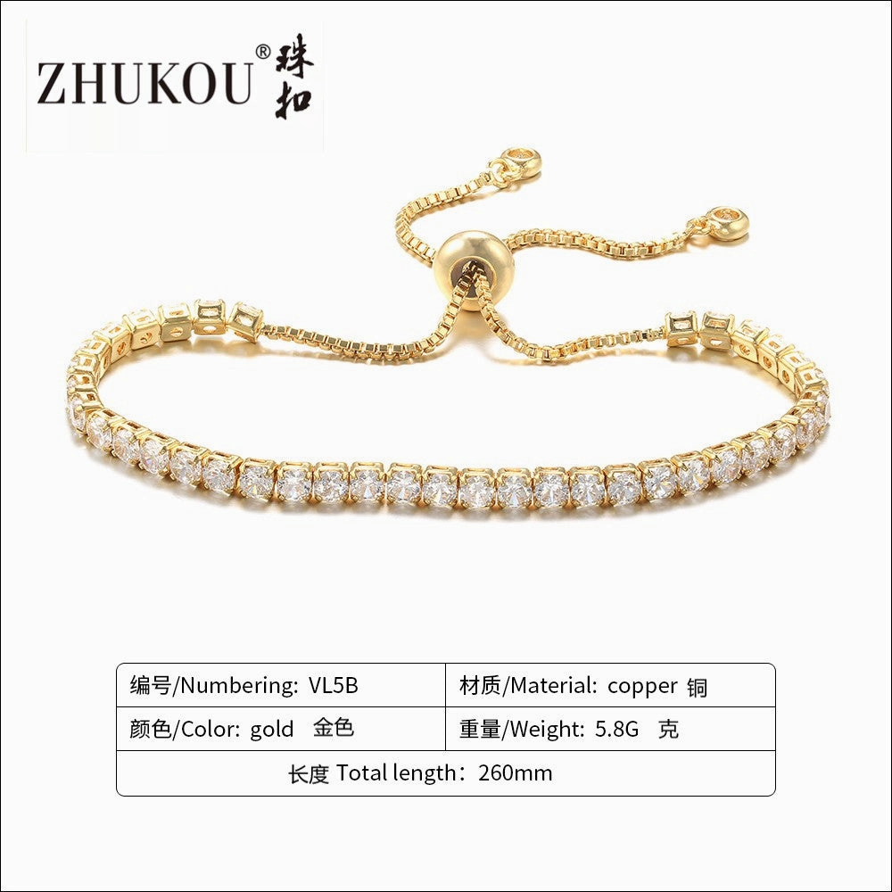 Wholesale Adjustable Pull-out Bracelet Zirconia Bracelet Thickened Plated Real