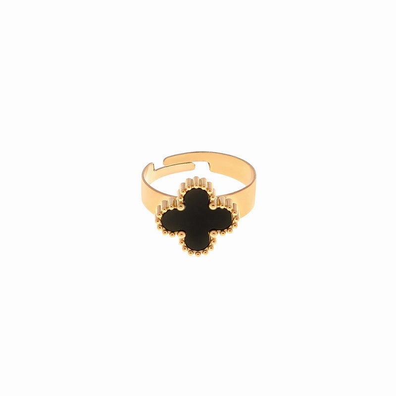 Wholesale Adjustable Size Waterproof and Sweat Resistant Titanium Steel Clover Ring