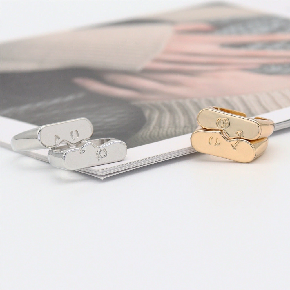 Wholesale Alloy Adjustable Face Micro Expression Couple Rings