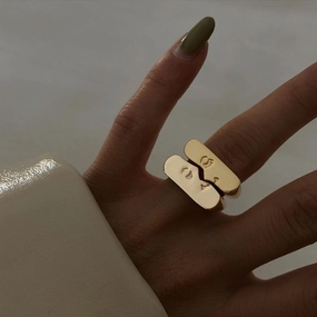 Wholesale Alloy Adjustable Face Micro Expression Couple Rings