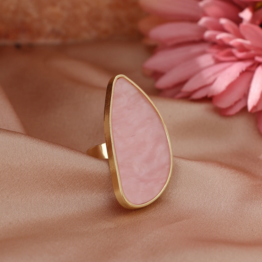 Wholesale Alloy Adjustable Irregular Agate Resin Ring