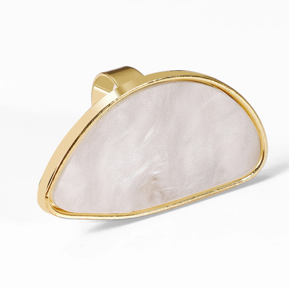 Wholesale Alloy Adjustable Irregular Agate Resin Ring