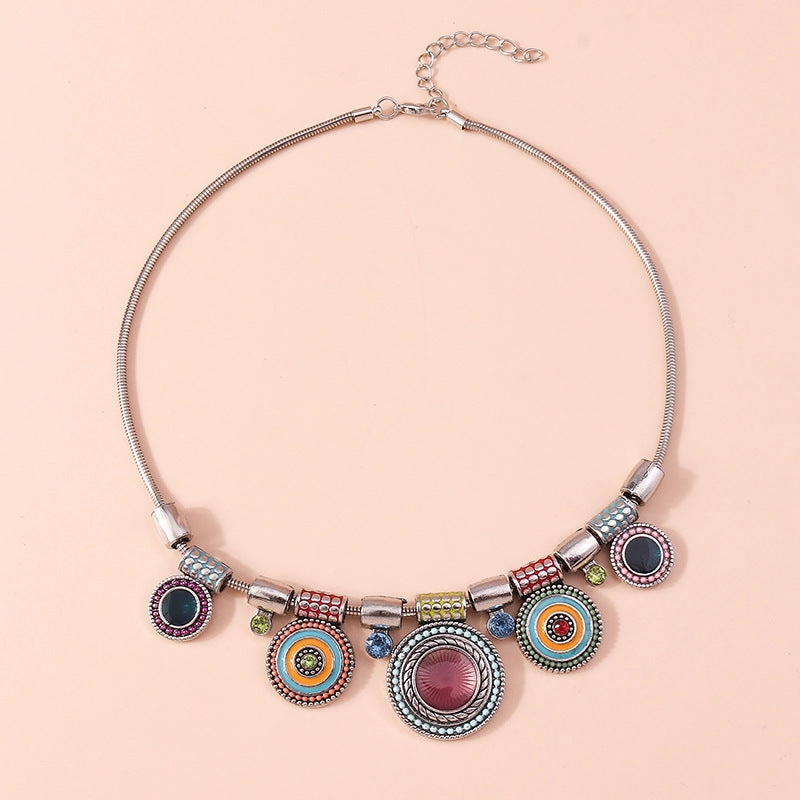 Wholesale Alloy Bohemian Geometric Medal Necklace