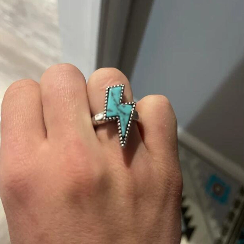 Wholesale Alloy Bohemian Lightning Turquoise Ring
