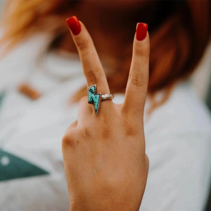 Wholesale Alloy Bohemian Lightning Turquoise Ring