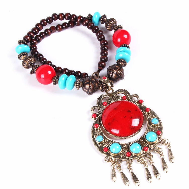 Wholesale Alloy Boho Style Woven Bead Necklace
