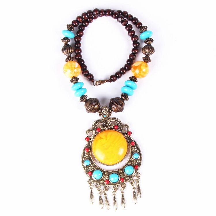 Wholesale Alloy Boho Style Woven Bead Necklace