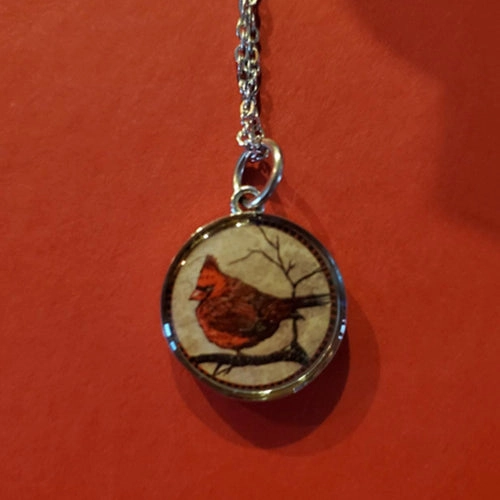 Wholesale Alloy Cardinal Bird Time Stone Glass Accessories Pendant Necklace