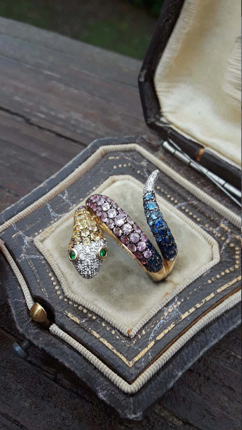 Wholesale Alloy Color Inlaid Zircon Small Snake Ring