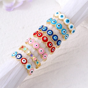 Wholesale Alloy Colored Demon Eye Adjustable Ring