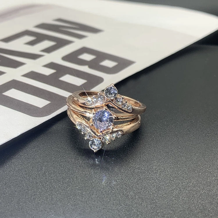Wholesale Alloy Crown Diamond Set of Three Rings