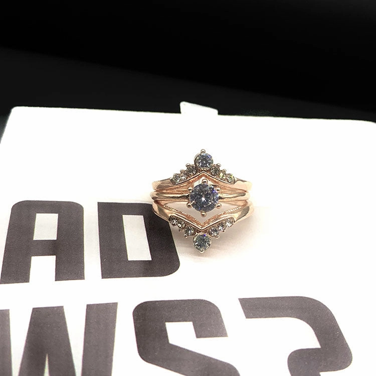 Wholesale Alloy Crown Diamond Set of Three Rings
